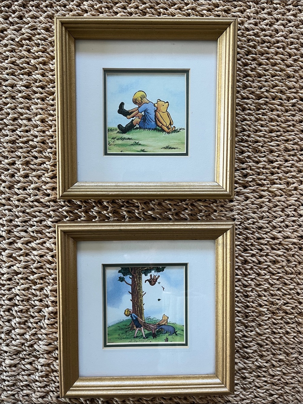 Winnie the Pooh Framed Illustration Prints - Gold Frames, Yellow & Green